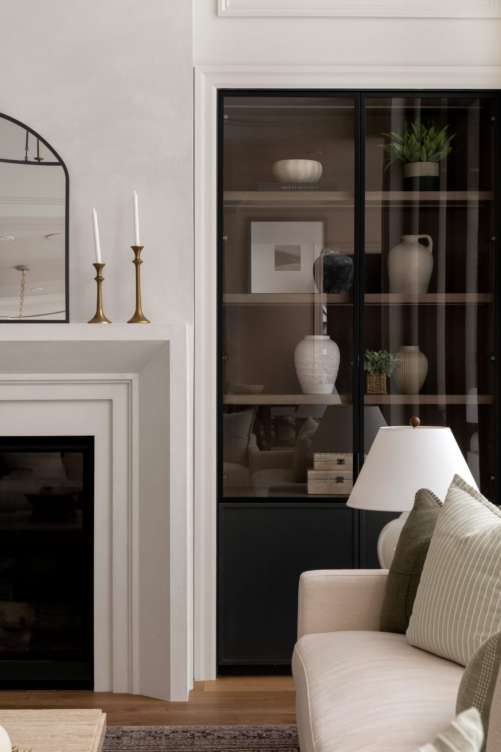 Mantle and cabinetry
